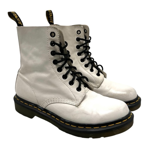 Dr. Martens Shoes - Dr. Martens Pascal White Leather Classic  Combat Boots Women’s 8